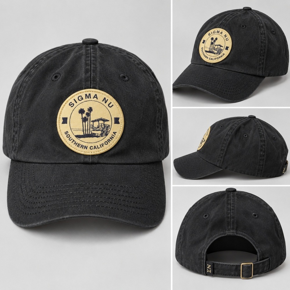 Sigma Nu USC Epsilon Omicron Black Dad Hat Southern California Fraternity 2016